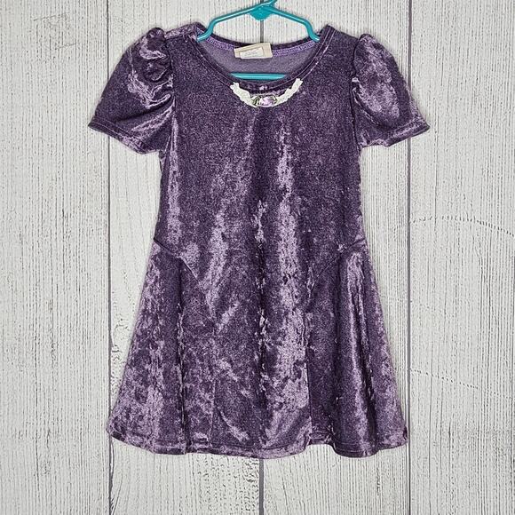 VTG 90s Little Precious Purple Velvet Fit & Flare Dress, size 3T - Picture 1 of 6